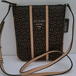 Guess women's Nichols Logo G crossbody bag purse Brown natural